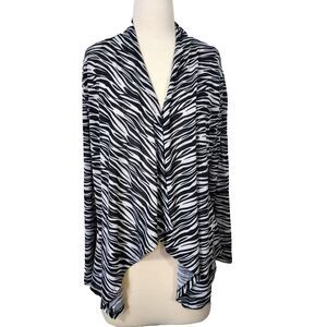 Allie & Rob Waterfall Drapey Cardigan Open Front Zebra Womens Size Large Flowy